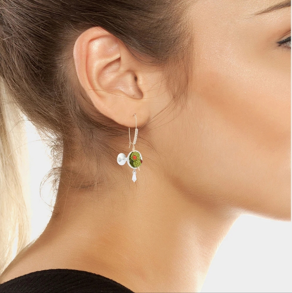 NWT Betsey Johnson Happy Hour Martini Jewelry Set Cocktail Earrings & Ring - Picture 8 of 8